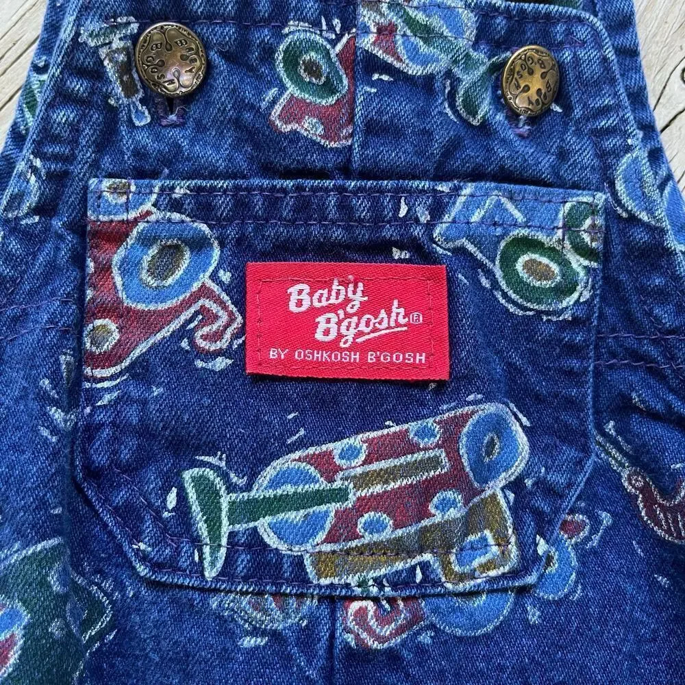 Baby B'Gosh Boys Vintage Overalls Blue Truck Print Size 12M
